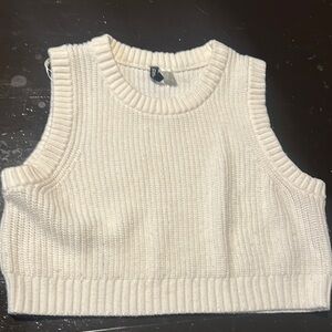Cream Knit vest Sleeveless Sweater Top